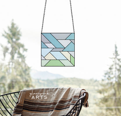 A picture of the Geometric Square Beginner Stained Glass Pattern from GlassyRock Arts. 