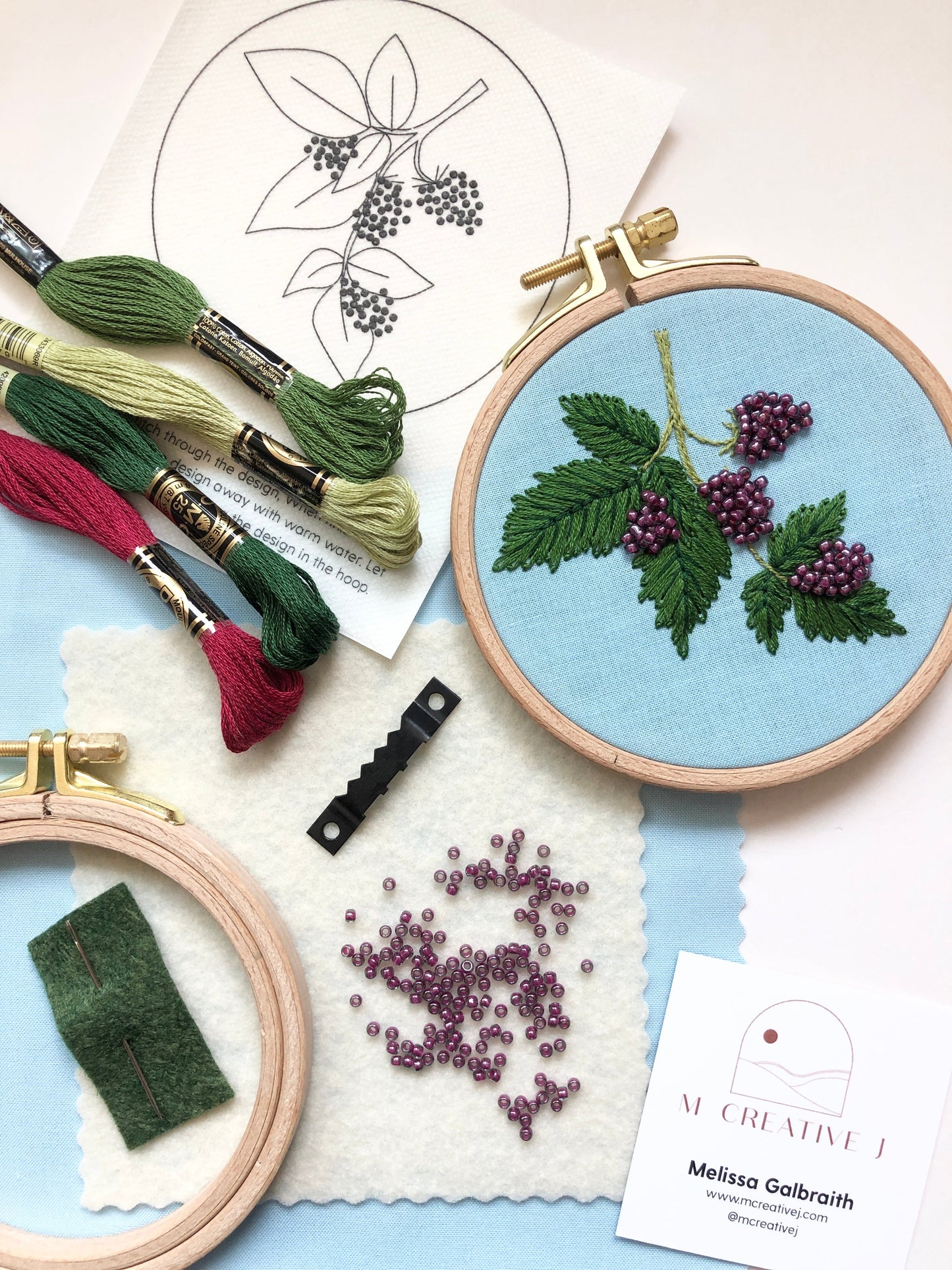 Beaded Berries - Botanical Embroidery Kit for Intermediate Stitchers