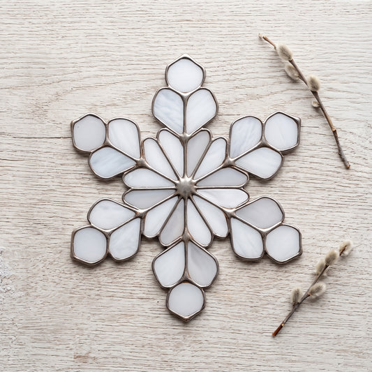 Modern Snowflake Stained Glass Pattern and PNG