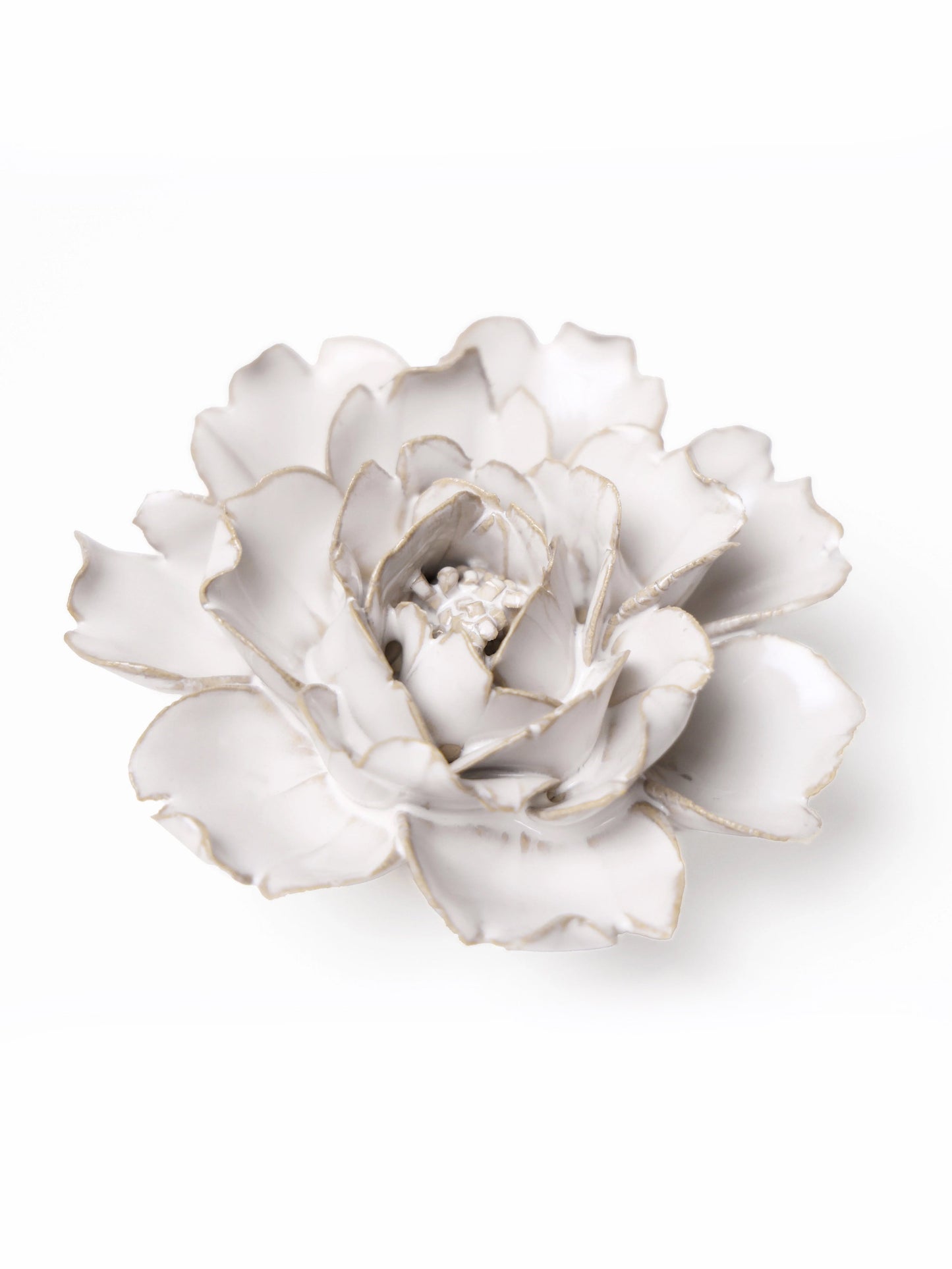 Ceramic Small Ivory Rose Flower - Sculpture from Ash & Rose