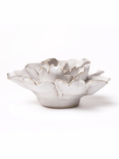 Ceramic Small Ivory Rose Flower - Sculpture from Ash & Rose