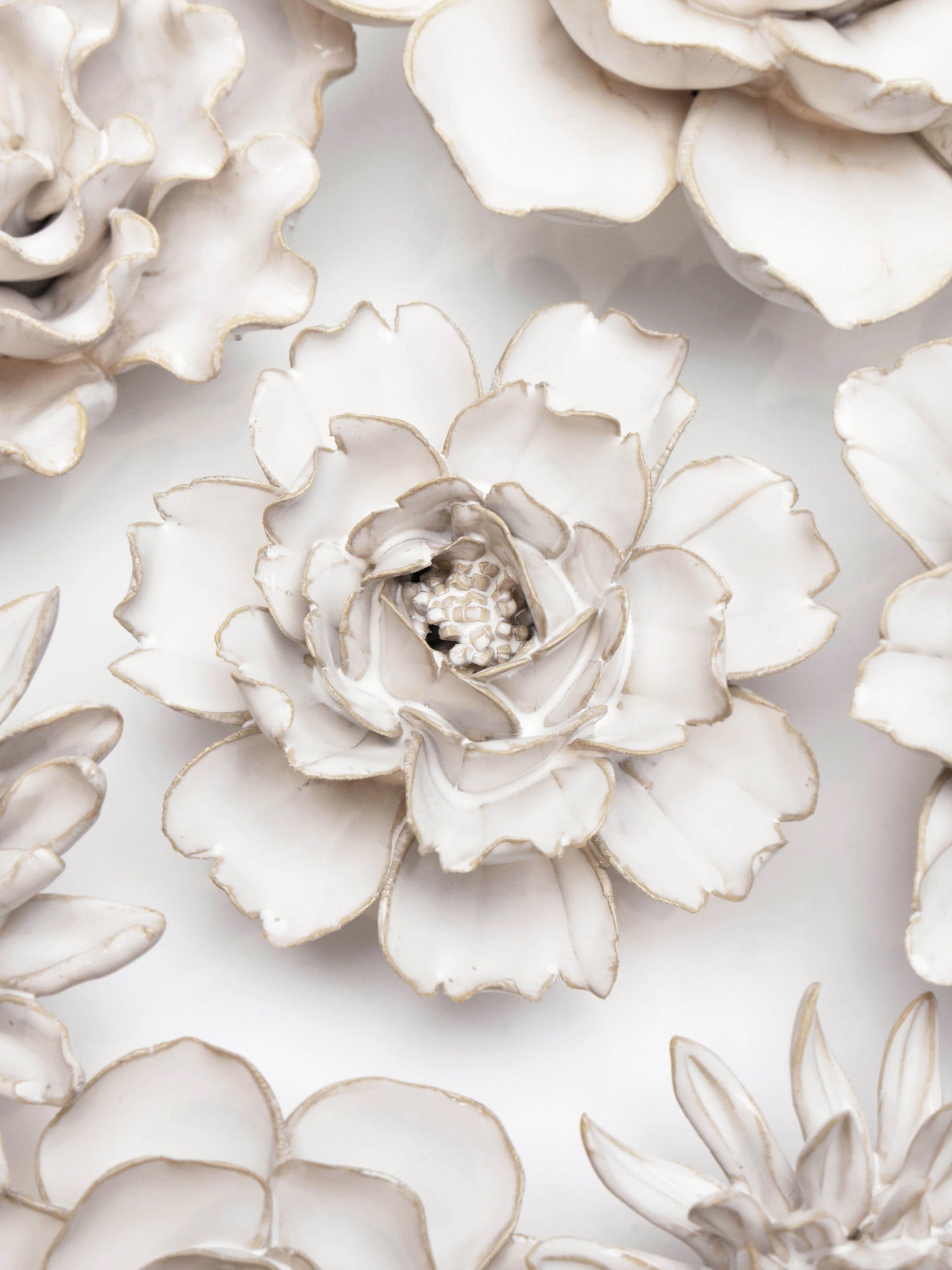 Ceramic Small Ivory Rose Flower - Sculpture from Ash & Rose