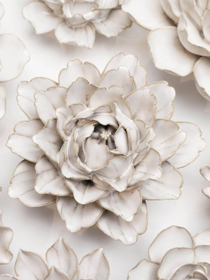 Ceramic Ivory Zinnia - Sculpture from Ash & Rose