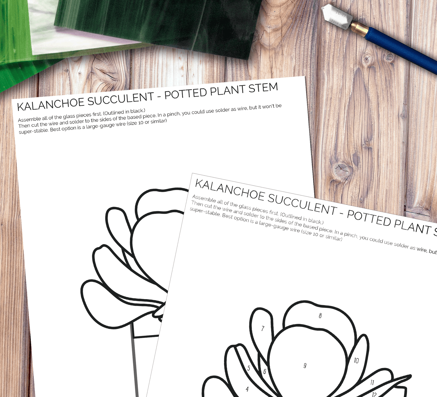 Paddle Plant Succulent Stained Glass Stem Pattern