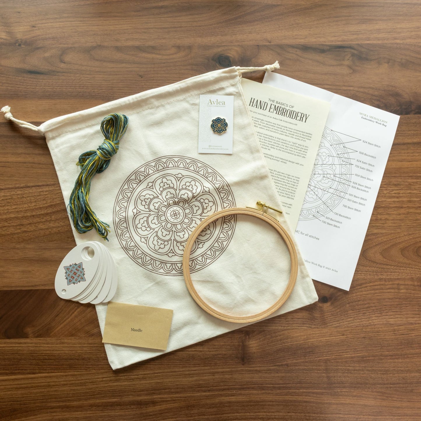 Avlea Folk Embroidery workbag--Myra Medallion - Kit from Avlea Folk Embroidery