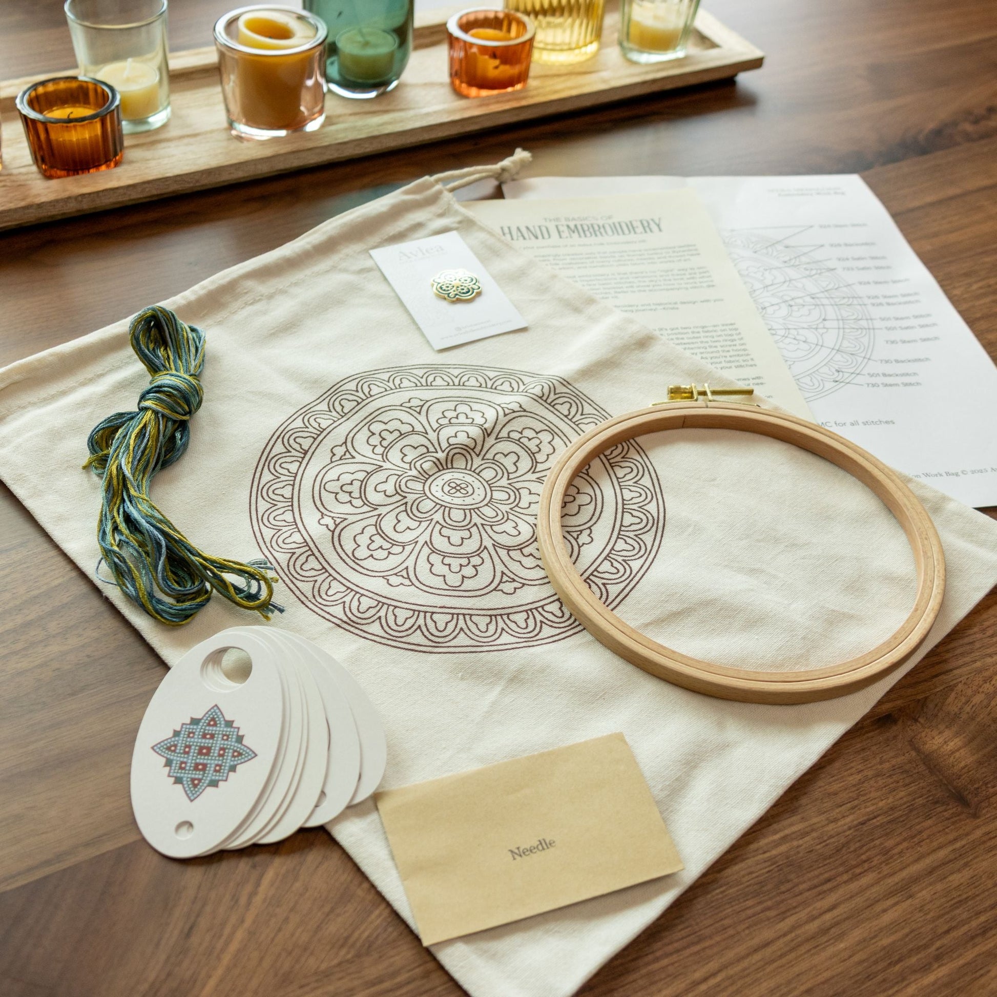 Avlea Folk Embroidery workbag--Myra Medallion - Kit from Avlea Folk Embroidery