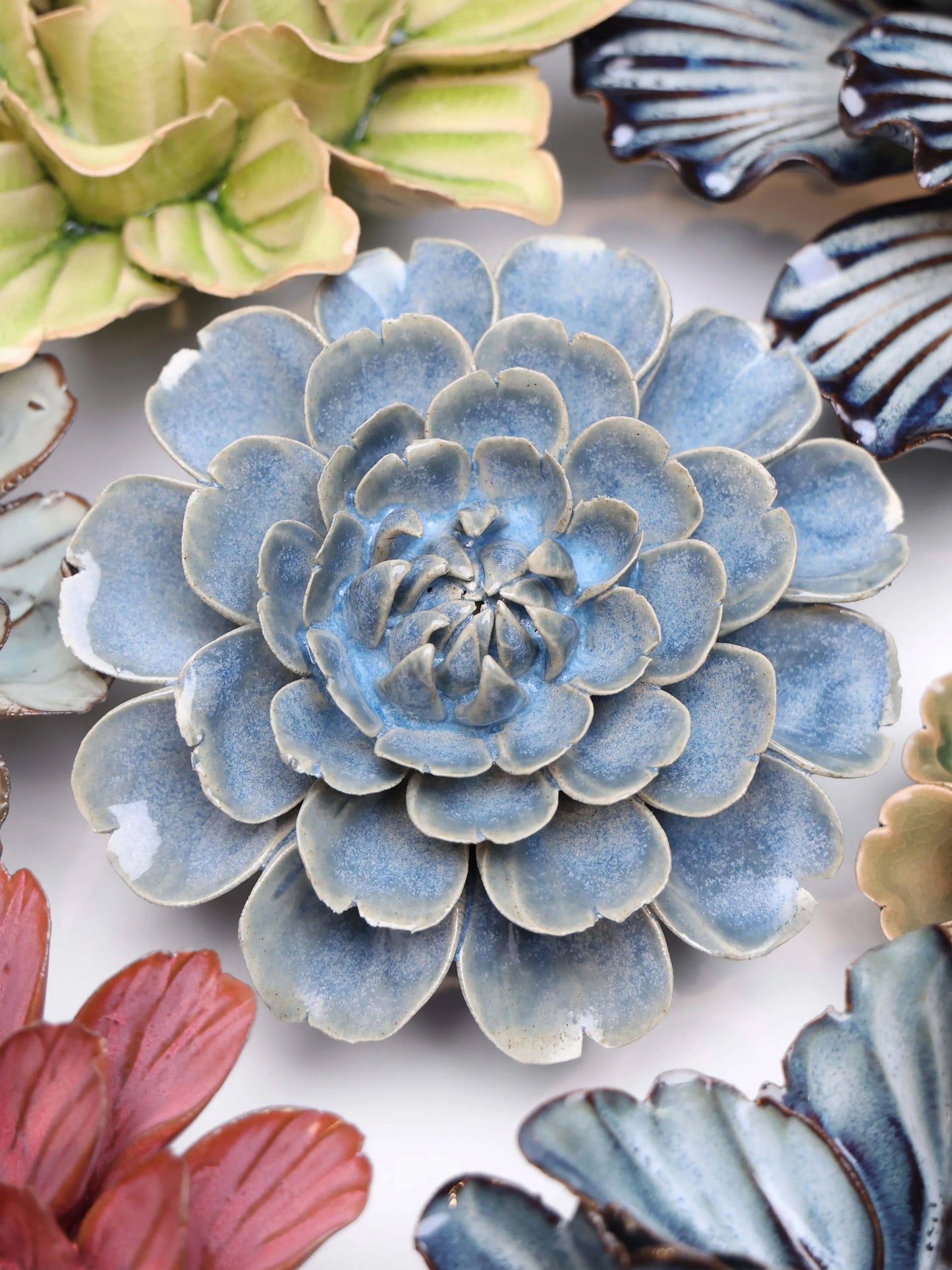 Ceramic Medium Blue Rose - Sculpture from Ash & Rose