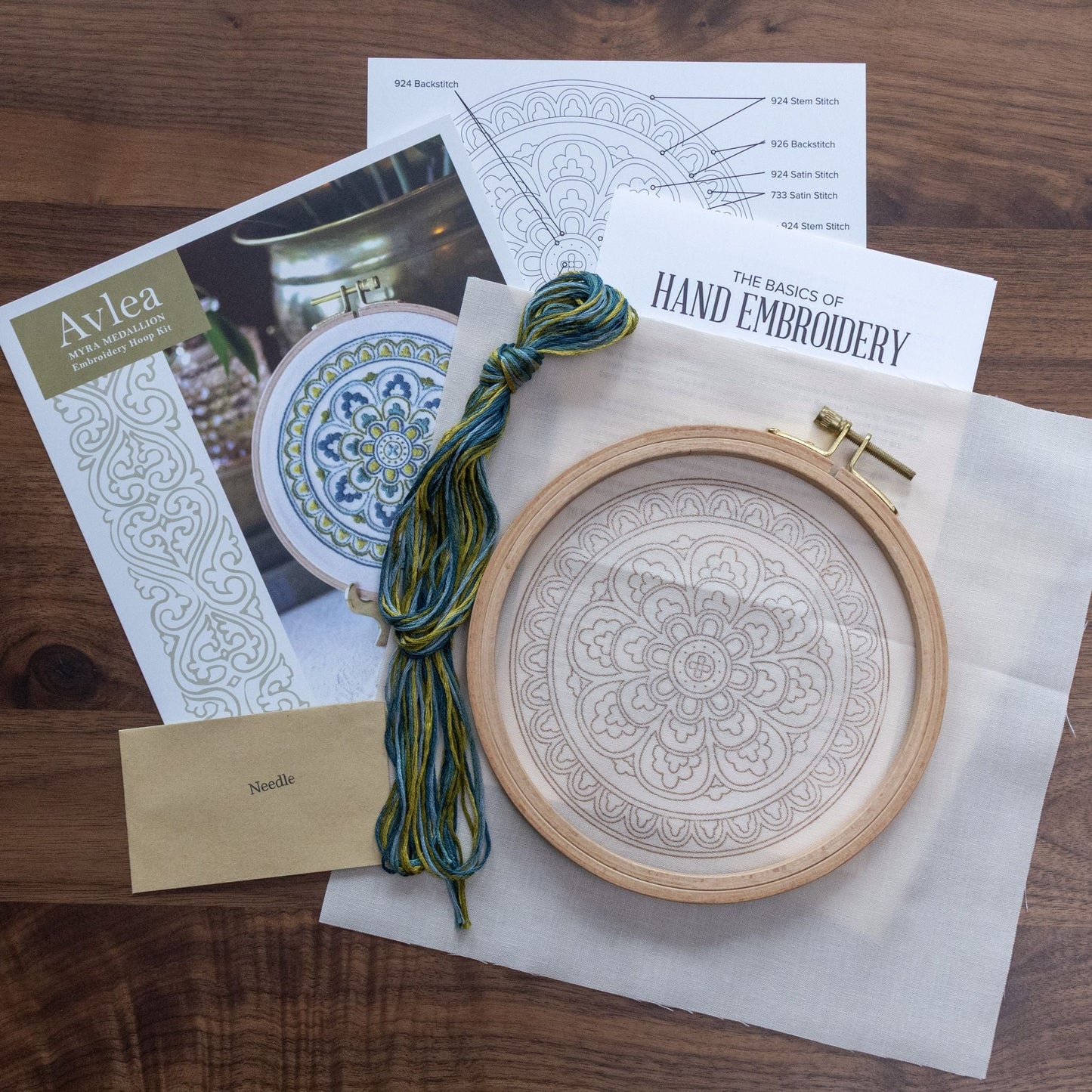 Myra Medallion embroidery hoop kit - Kit from Avlea Folk Embroidery