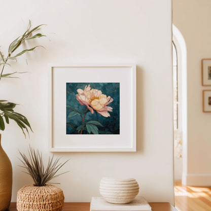 Pale Peony Flower Print: Floral Forest Wall Art (Digital Download)