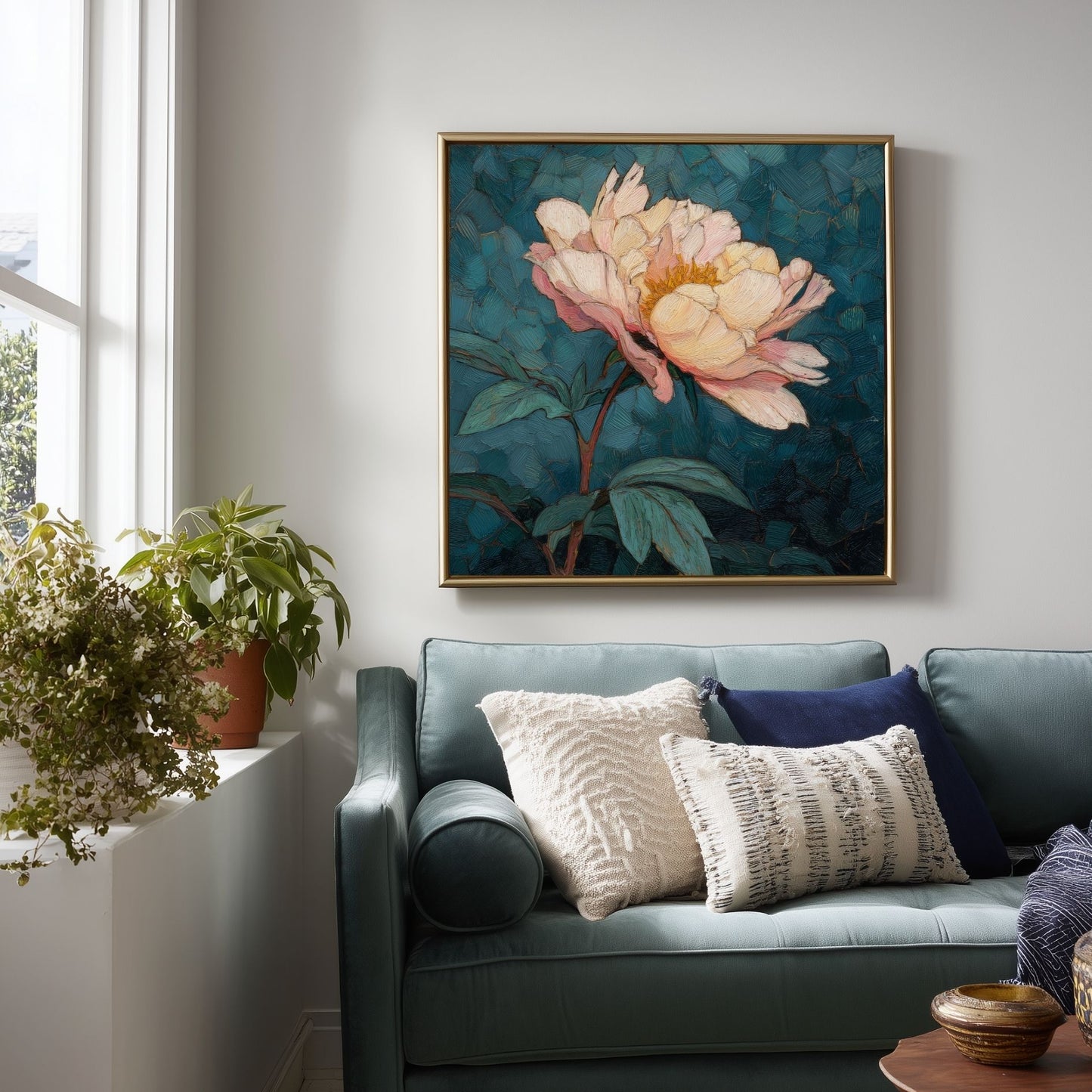 Pale Peony Flower Print: Floral Forest Wall Art (Digital Download)