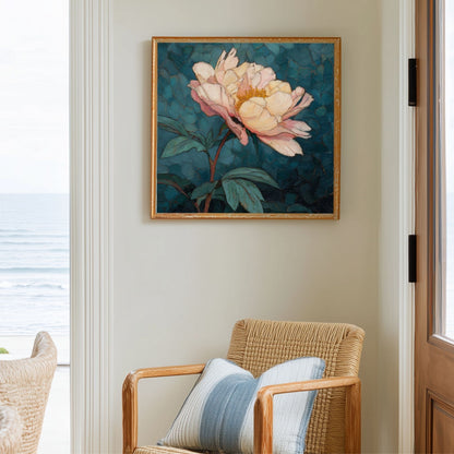 Pale Peony Flower Print: Floral Forest Wall Art (Digital Download)