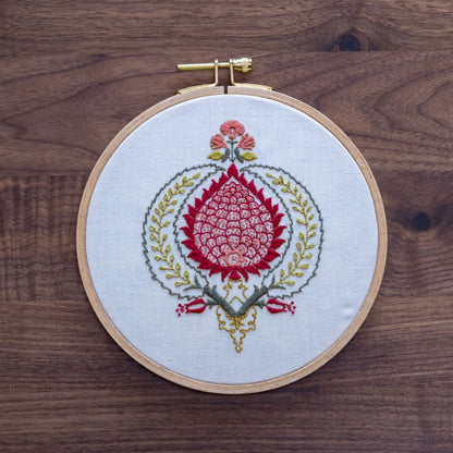 Peloponnesian Pomegranate embroidery hoop kit - Kit from Avlea Folk Embroidery