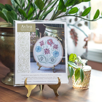 Pennsylvania Posy embroidery hoop kit - Kit from Avlea Folk Embroidery