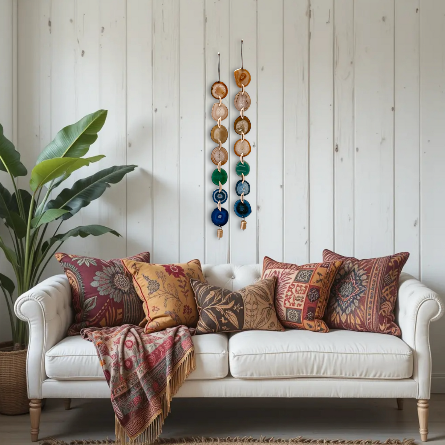 Natural Agate x Bell Garland Wall Hanging