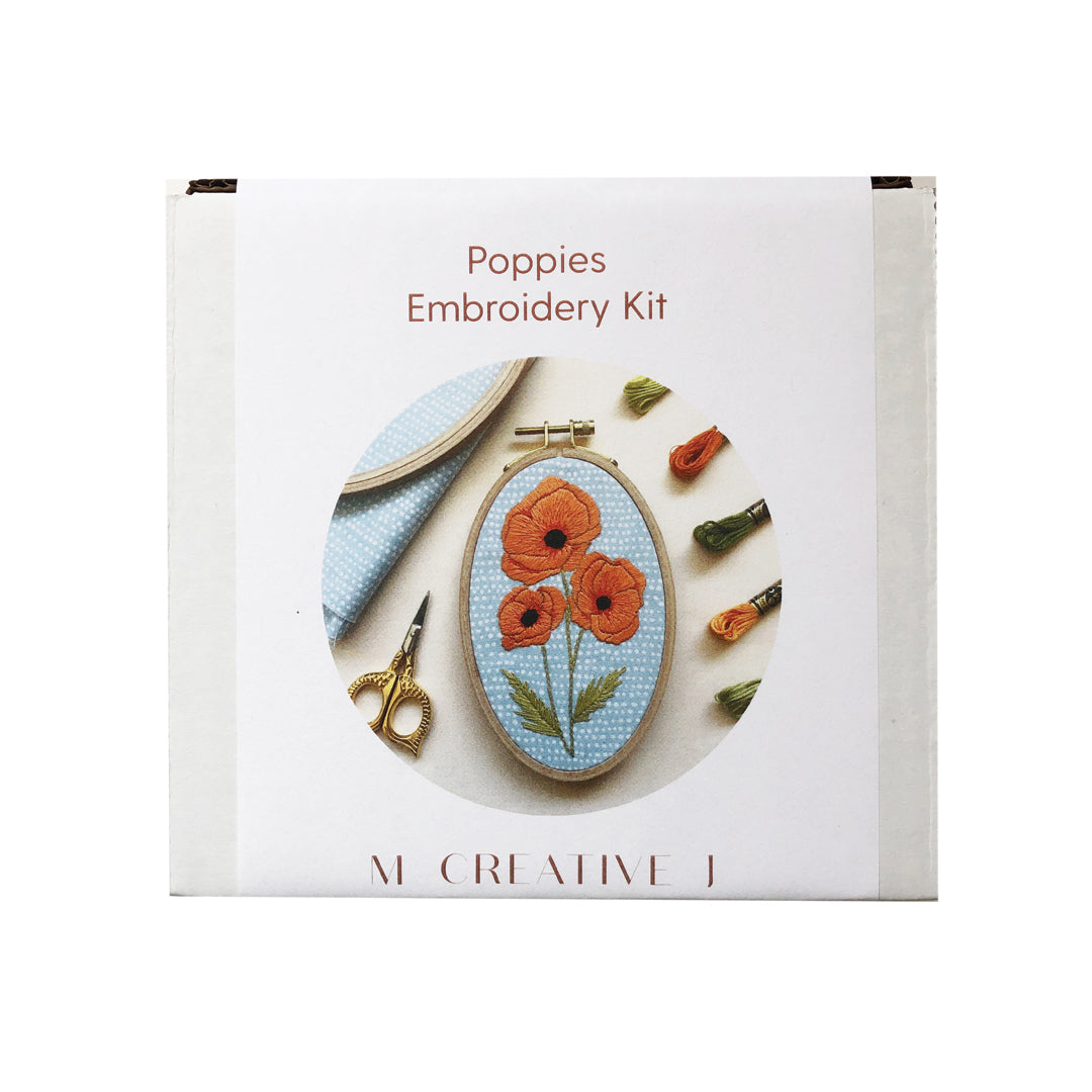 Poppies - Intermediate Floral Hand Embroidery Kit - Needlecraft Kits from MCreativeJ
