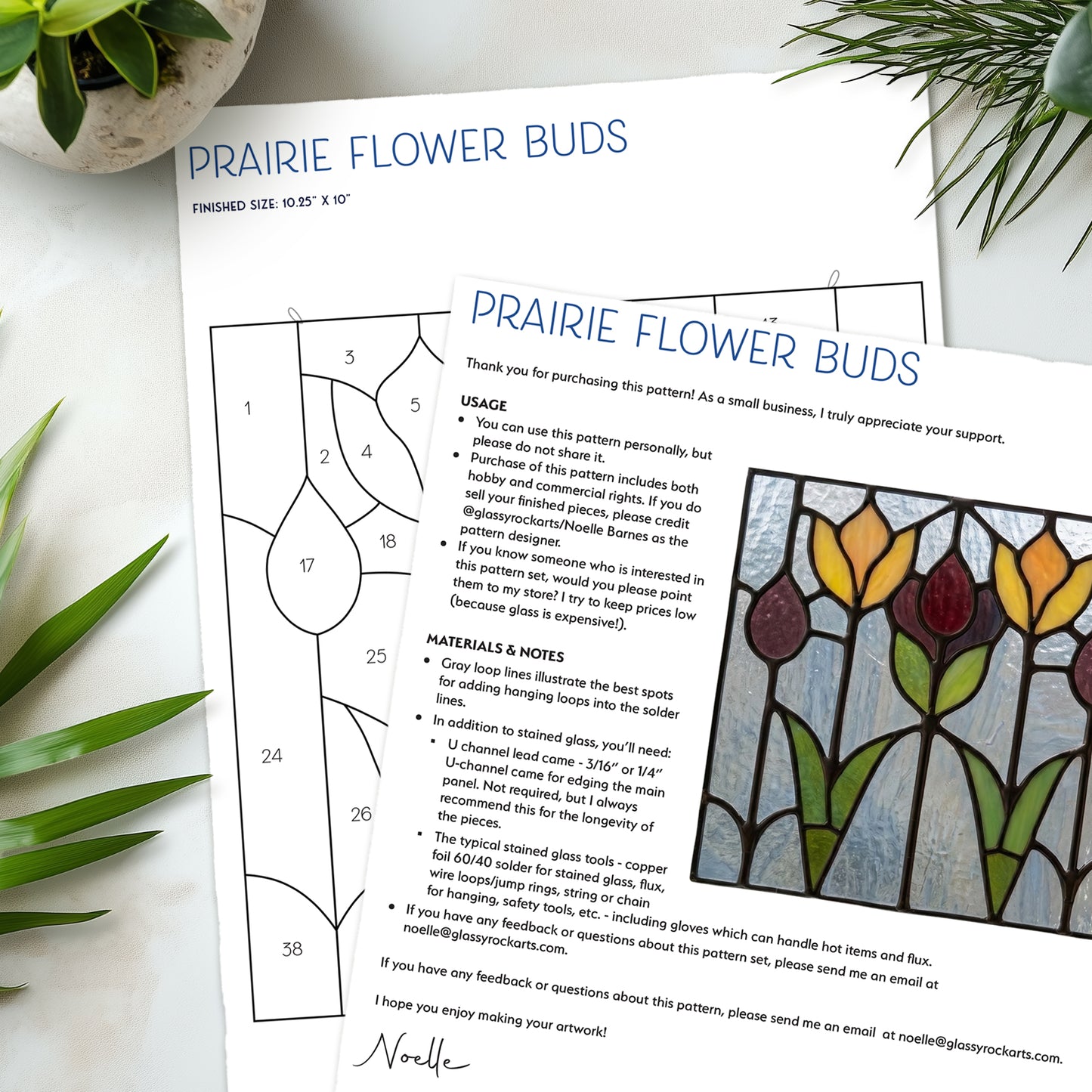 Flower Buds Prairie Stained Glass Pattern