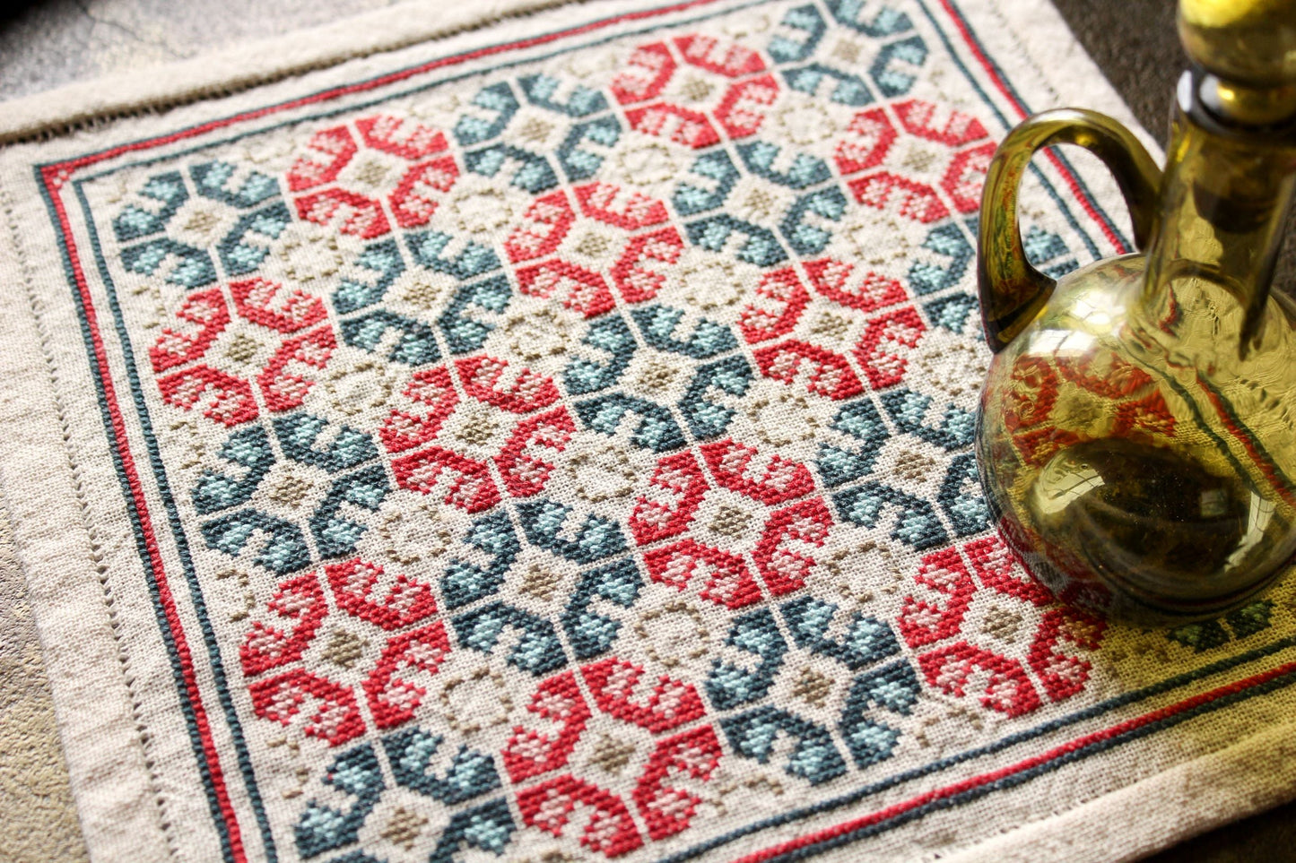 Roman Poppy cross stitch folk embroidery kit