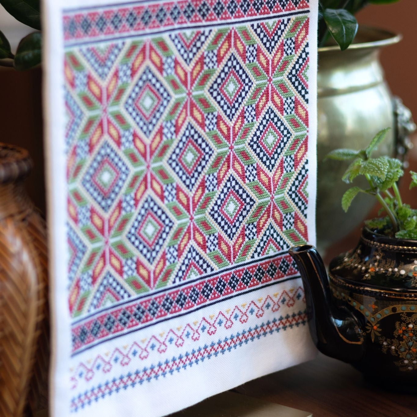 Scandinavian Sampler cross stitch folk embroidery kit - Kit from Avlea Folk Embroidery