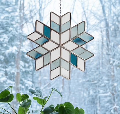 Nordic Snowflake Stained Glass Pattern and PNG