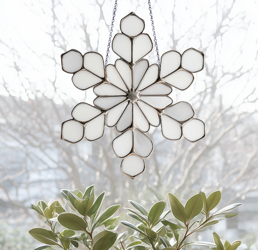 Modern Snowflake Stained Glass Pattern and PNG