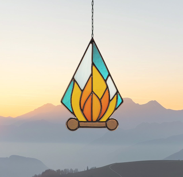Campfire Stained Glass Pattern and PNG