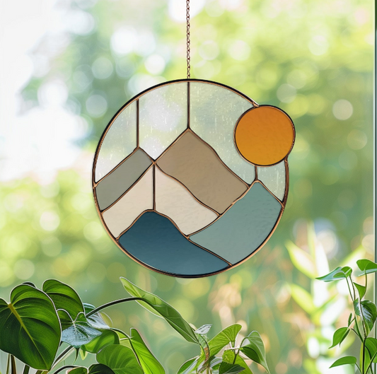 Boho Mountains Stained Glass Pattern and PNG
