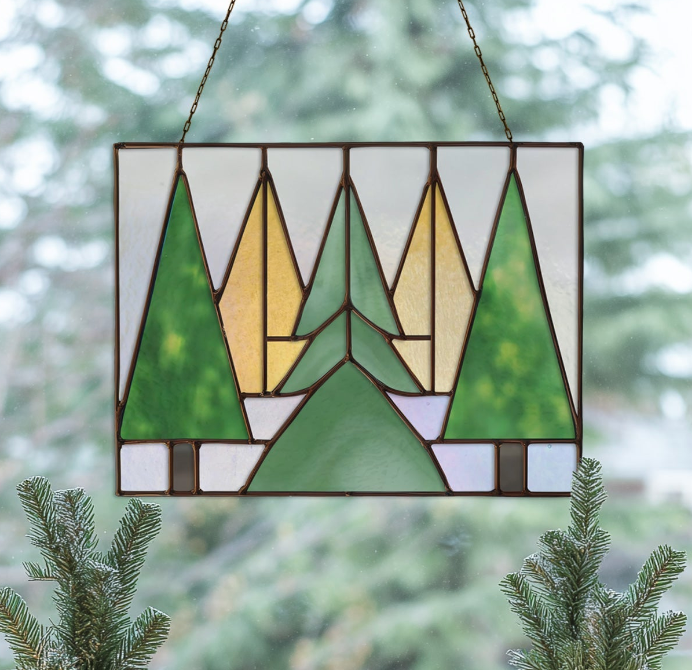 Five Trees Stained Glass Pattern and PNG - Crafting Patterns & Molds from GlassyRock Arts