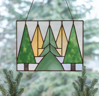 Five Trees Stained Glass Pattern and PNG - Crafting Patterns & Molds from GlassyRock Arts