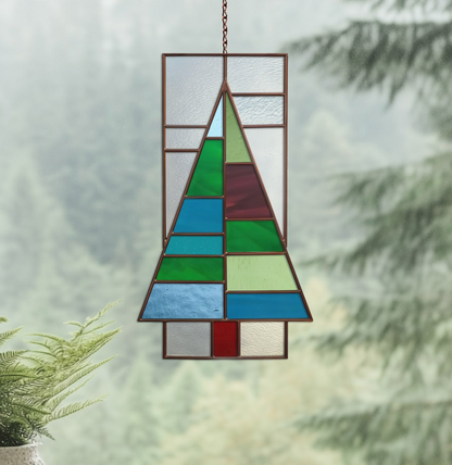 Christmas Tree Panel Stained Glass Pattern and PNG - Crafting Patterns & Molds from GlassyRock Arts