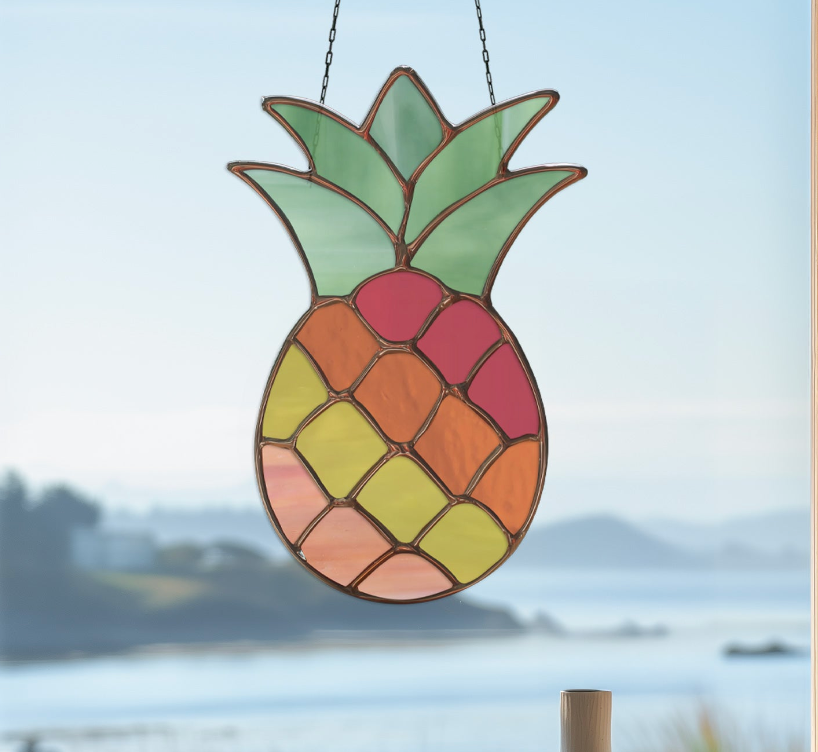 Pineapple Stained Glass Pattern and PNG - Crafting Patterns & Molds from GlassyRock Arts