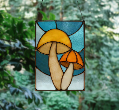 Mushroom Buddies Stained Glass Pattern and PNG - Crafting Patterns & Molds from GlassyRock Arts