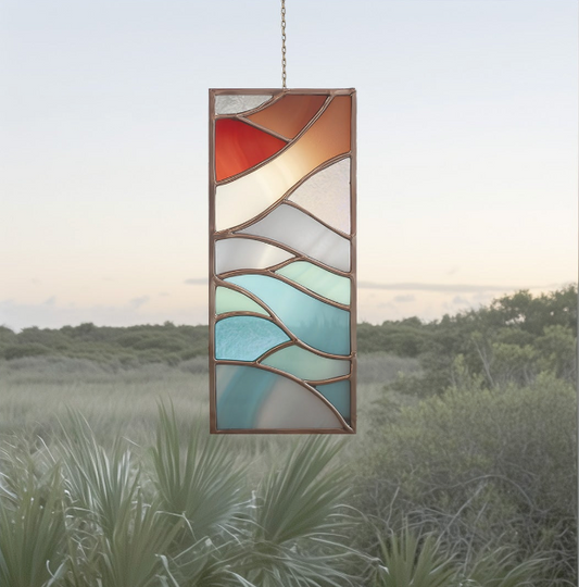 Abstract Winter Panel Stained Glass Pattern & PNG