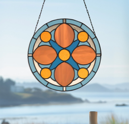 Mid Century Rose Window Stained Glass Pattern plus PNG