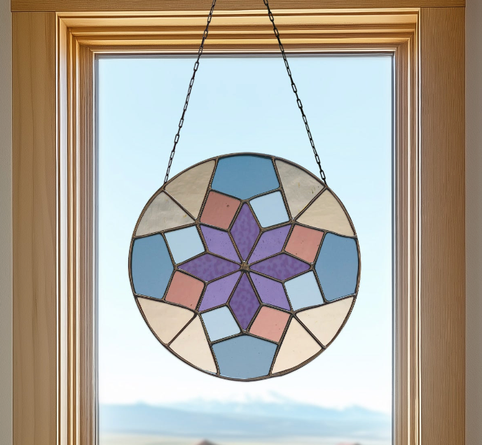 Geometric Rose Window Stained Glass Pattern plus PNG