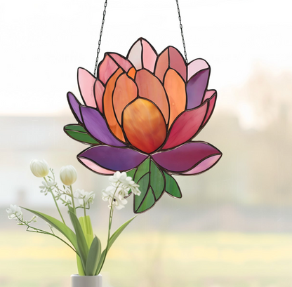 Peony Suncatcher Stained Glass Pattern with PNG