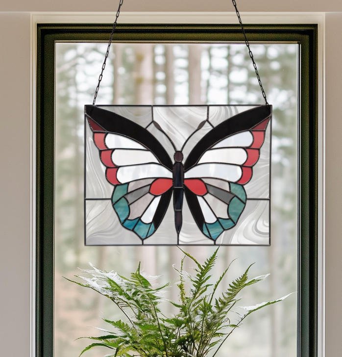 Butterfly Panel Stained Glass Pattern with PNG