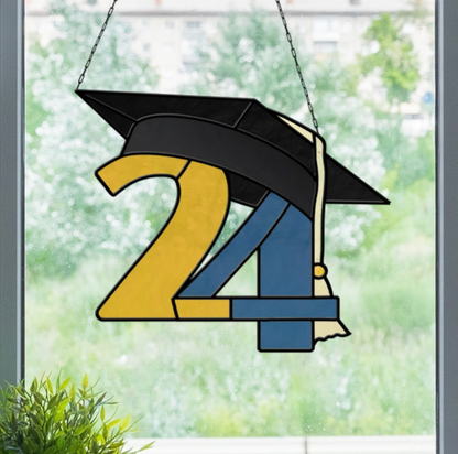 2024 Graduate Cap Stained Glass Pattern