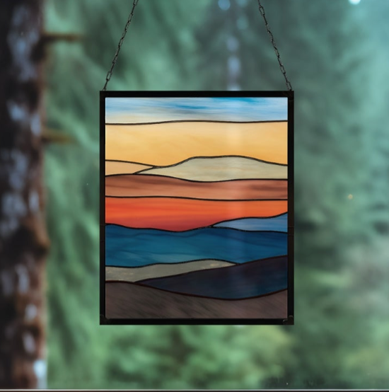 Mountain Landscape Stained Glass Pattern
