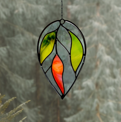 Hanging Plant Stained Glass Leaves Pattern