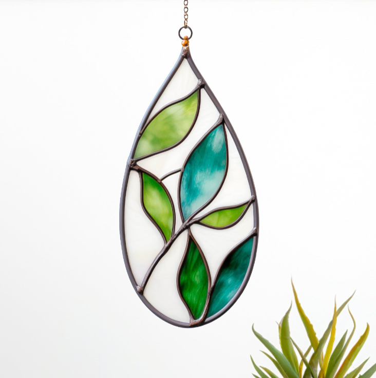 Teardrop Plant Stained Glass Leaves Pattern