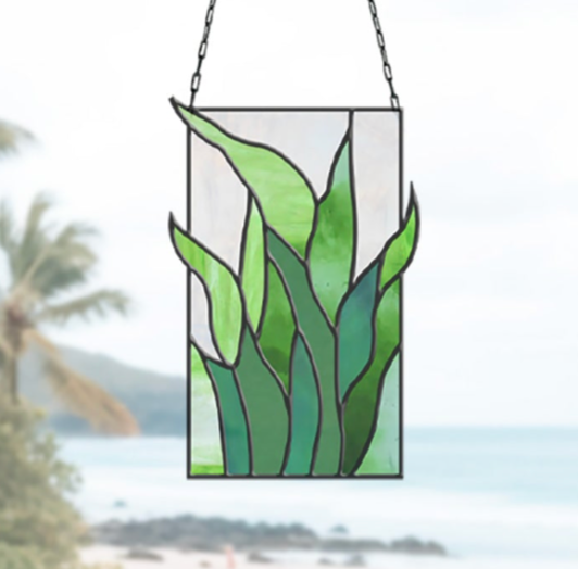 Tropical Stained Glass Plant Pattern - Kalalau