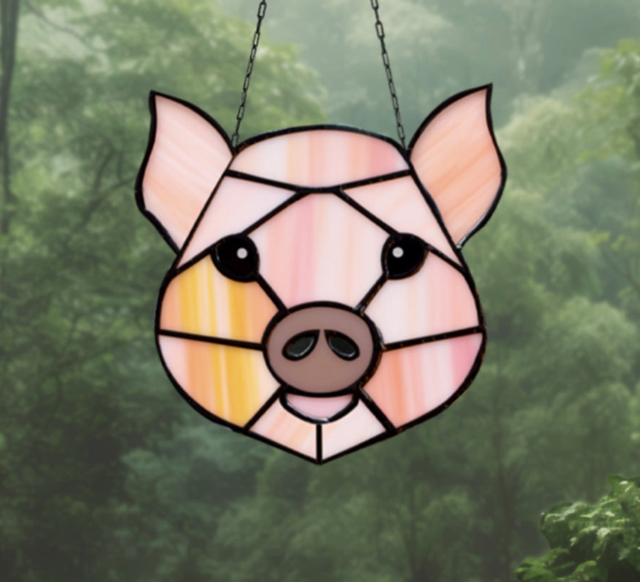 Piglet Stained Glass Pattern - Crafting Patterns & Molds, from GlassyRock Arts