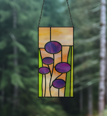 Mid-Century Modern Stained Glass Flowers Pattern