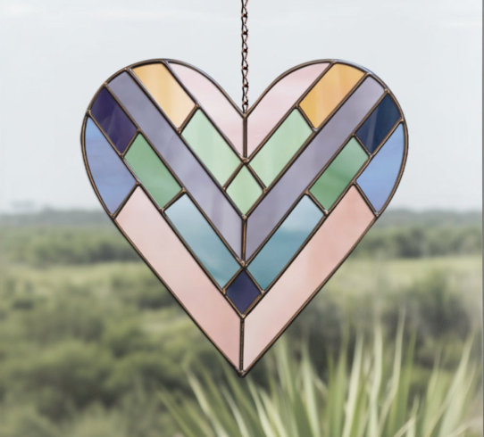 Geometric Heart Stained Glass Pattern