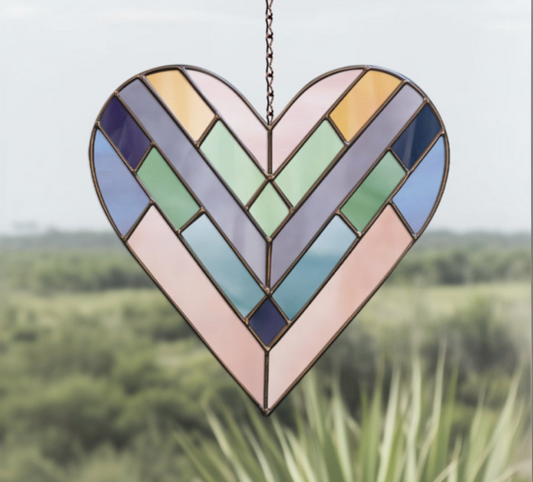 Geometric Heart Stained Glass Pattern
