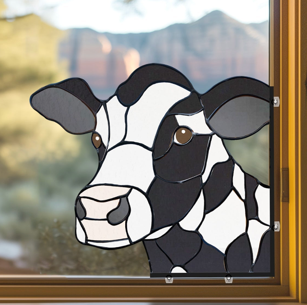 Cow Buddy Stained Glass Pattern - Crafting Patterns & Molds, from GlassyRock Arts