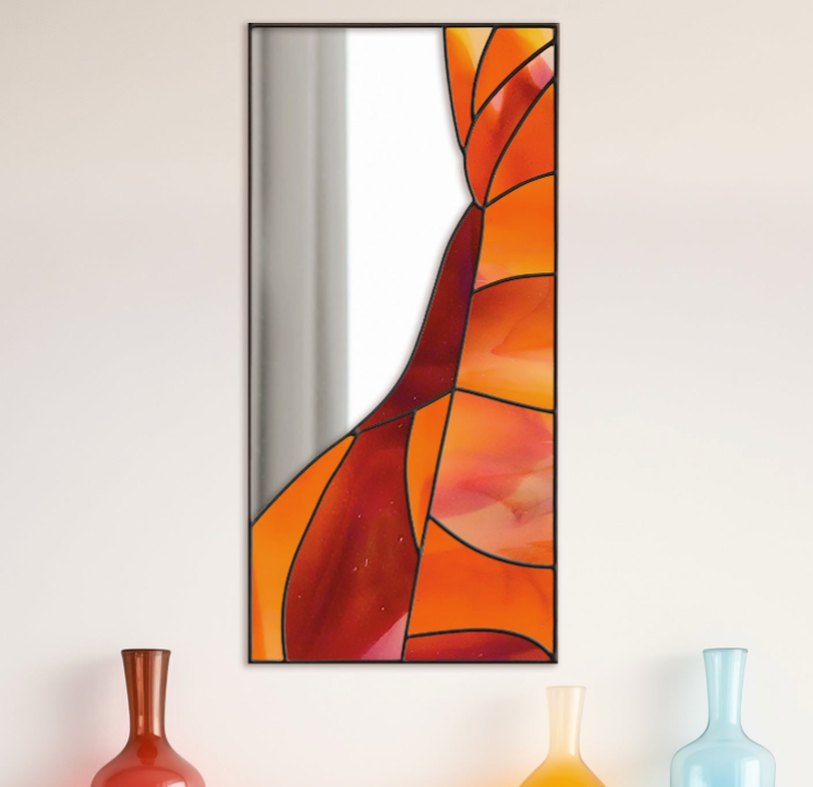 Red Rocks Landscape Mirror Stained Glass Pattern