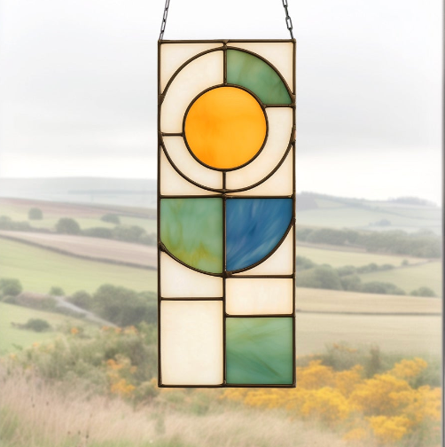Prairie Sun Stained Glass Landscape Pattern - Crafting Patterns & Molds, from GlassyRock Arts