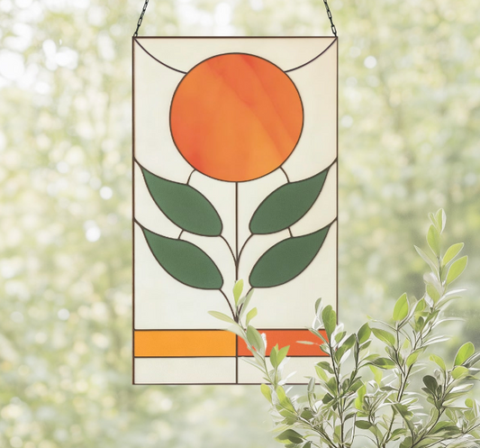 Sun Flower Symmetrical Stained Glass Pattern