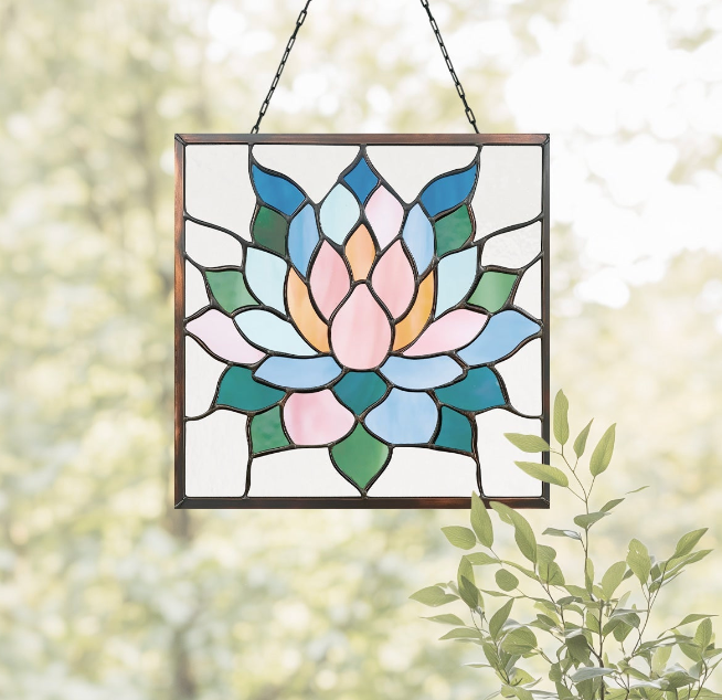 Square Succulent Panel Stained Glass Pattern - Crafting Patterns & Molds, from GlassyRock Arts
